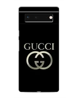 Чехол для Google Pixel 6 с картинкой «Gucci — золото на черном»