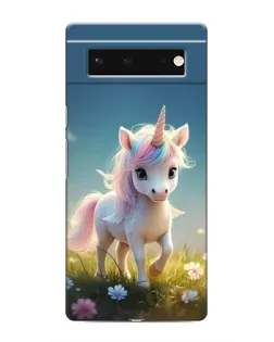 Чехол для Google Pixel 6 с картинкой «Единорог на поляне»