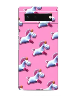 Чехол для Google Pixel 6 с картинкой «Единороги на розовом»