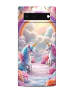 Чехол для Google Pixel 6 с картинкой «Радуга и единороги»