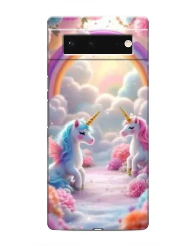 Чехол для Google Pixel 6 с картинкой «Радуга и единороги»