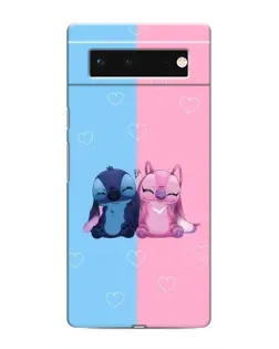 Чехол для Google Pixel 6 с картинкой «Stitch и Angel Love»