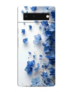 Чехол для Google Pixel 6 с картинкой «Голубой цветочный каскад»