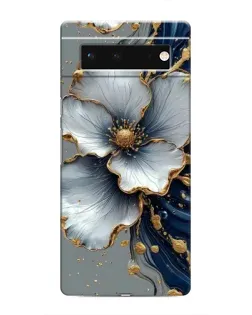 Чехол для Google Pixel 6 с картинкой «Белый цветок и золотой флюид»