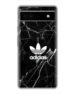 Чехол для Google Pixel 6a с картинкой «Белый мрамор Adidas»