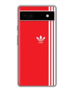 Чехол для Google Pixel 6a с картинкой «Красный минимализм Adidas»