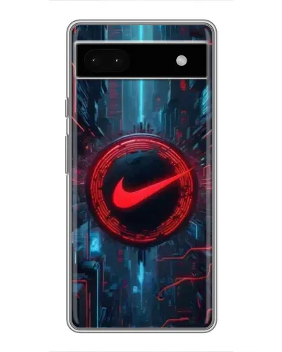 Чехол для Google Pixel 6a с картинкой «Техногенный стиль Nike»