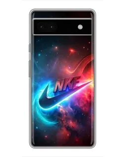 Чехол для Google Pixel 6a с картинкой «Огненный логотип Nike»