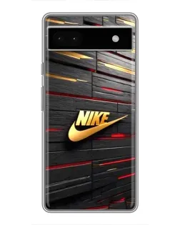 Чехол для Google Pixel 6a с картинкой «Золотой Nike на металле»