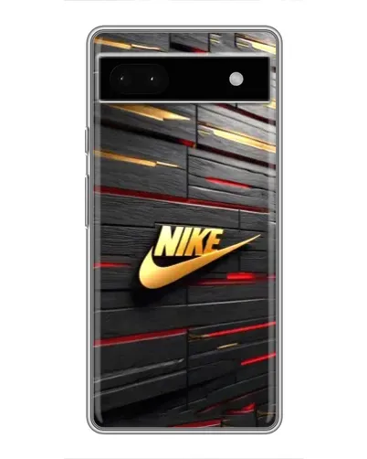Чехол для Google Pixel 6a с картинкой «Золотой Nike на металле»
