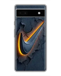 Чехол для Google Pixel 6a с картинкой «Объемный логотип Найк»