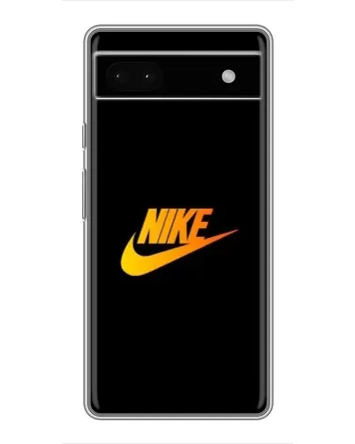 Чехол для Google Pixel 6a с картинкой «Золотой логотип Nike»