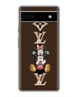 Чехол для Google Pixel 6a с картинкой «LV и Микки Маус»