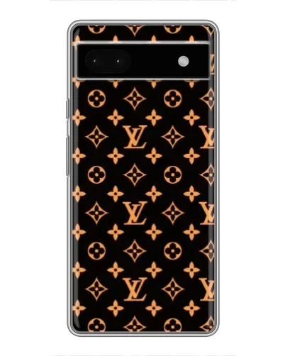 Чехол для Google Pixel 6a с картинкой «Золотая монограмма LV»