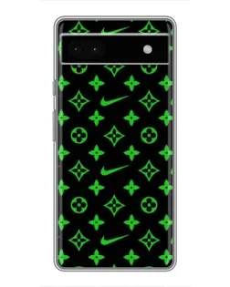 Чехол для Google Pixel 6a с картинкой «Неоновый принт LV»