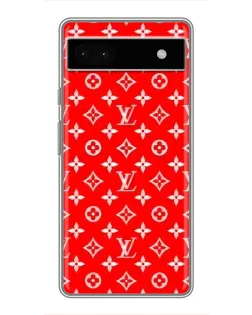Чехол для Google Pixel 6a с картинкой «Яркий паттерн LV»