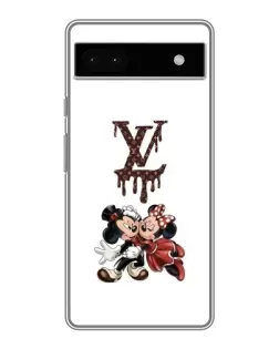 Чехол для Google Pixel 6a с картинкой «LV и Микки Маус»
