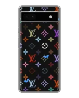 Чехол для Google Pixel 6a с картинкой «Цветная монограмма LV»