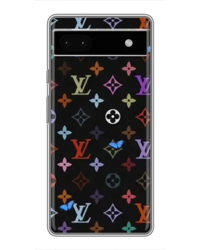 Чехол для Google Pixel 6a с картинкой «Цветная монограмма LV»