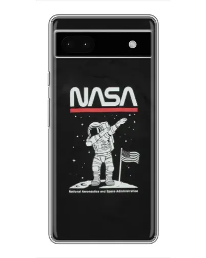 Чехол для Google Pixel 6a с картинкой «NASA — шагаем по Луне»