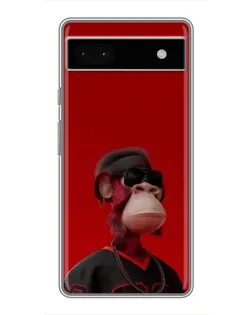 Чехол для Google Pixel 6a с картинкой «Bored Ape в красном»