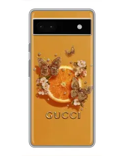 Чохол для Google Pixel 6a з картинкою «Gucci — золоті метелики»