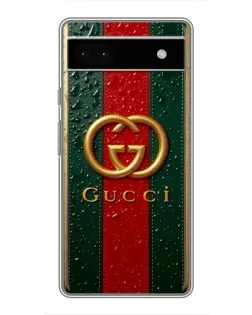 Чохол для Google Pixel 6a з картинкою «Gucci — фірмова смуга та золото»