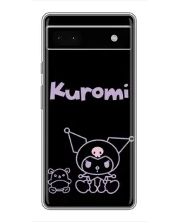 Чехол для Google Pixel 6a с картинкой «Kuromi — черный минимализм»