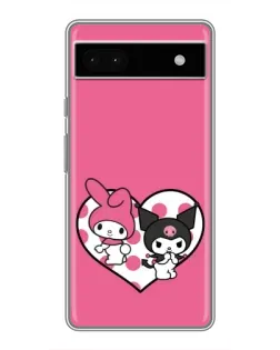 Чехол для Google Pixel 6a с картинкой «Kuromi и My Melody»