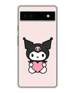 Чехол для Google Pixel 6a с картинкой «Kuromi и сердце»