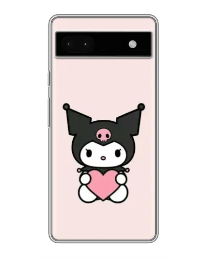 Чехол для Google Pixel 6a с картинкой «Kuromi и сердце»