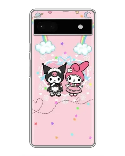 Чехол для Google Pixel 6a с картинкой «My Melody и Kuromi»
