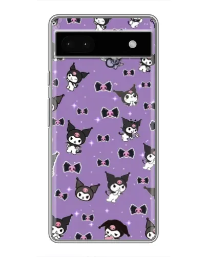 Чехол для Google Pixel 6a с картинкой «Kuromi — паттерн»