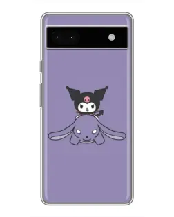Чехол для Google Pixel 6a с картинкой «Kuromi на лиловом фоне»