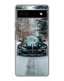 Чохол для Google Pixel 6a з картинкою «BMW у зимовому лісі»