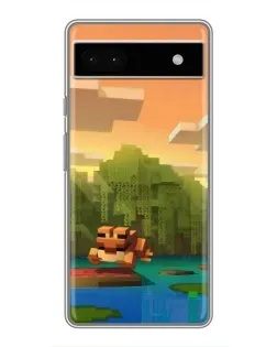 Чохол для Google Pixel 6a з картинкою «Майнкрафт захід сонця»