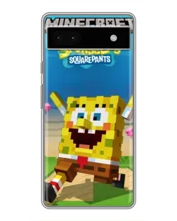 Чохол для Google Pixel 6a з картинкою «Губка Боб Minecraft»