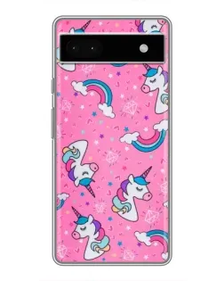 Чехол для Google Pixel 6a с картинкой «Unicorn паттерн розовый»