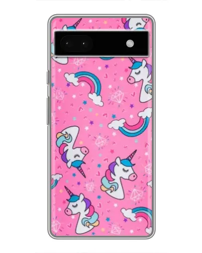 Чехол для Google Pixel 6a с картинкой «Unicorn паттерн розовый»