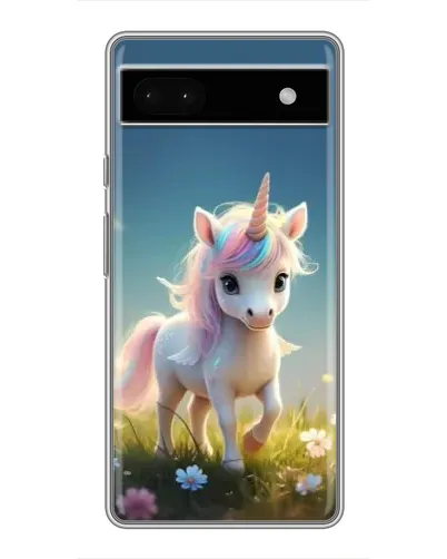 Чехол для Google Pixel 6a с картинкой «Единорог на поляне»