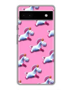 Чехол для Google Pixel 6a с картинкой «Единороги на розовом»