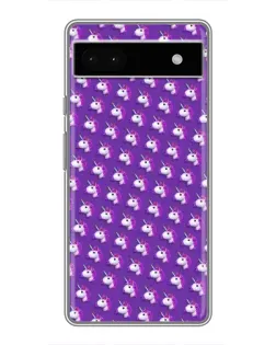 Чехол для Google Pixel 6a с картинкой «Единороги на фиолетовом»