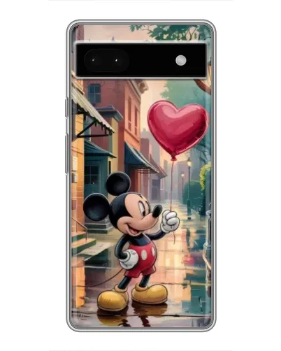 Чехол для Google Pixel 6a с картинкой «Микки и шарик-сердце»