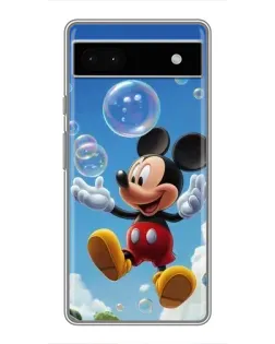 Чехол для Google Pixel 6a с картинкой «Mickey и мыльные пузыри»