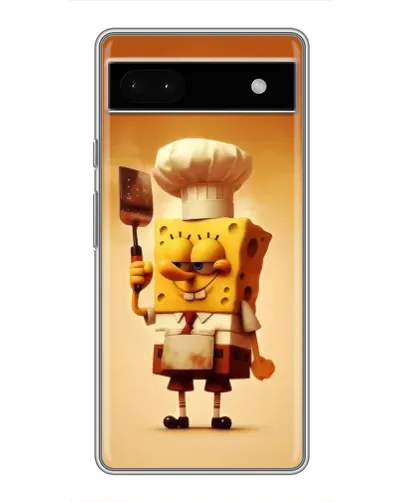 Чехол для Google Pixel 6a с картинкой «Губка Боб повар»