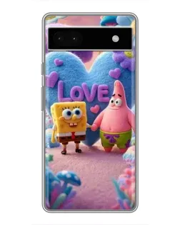 Чехол для Google Pixel 6a с картинкой «Губка Боб Патрик»
