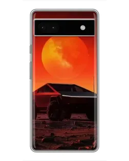 Чехол для Google Pixel 6a с картинкой «Cybertruck на Марсе»