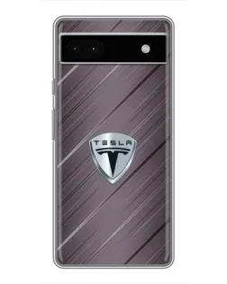 Чехол для Google Pixel 6a с картинкой «Металлическая текстура Tesla»