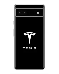 Чехол для Google Pixel 6a с картинкой «Tesla White Logo»