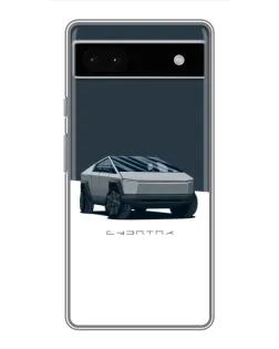 Чехол для Google Pixel 6a с картинкой «Серебристый Cybertruck Tesla»